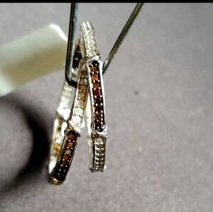 Diamond X and O Earrings Platinum Plated Red and White